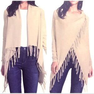 Black fringe convertible cardigan from The Limited